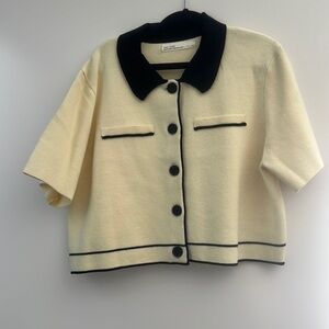 Oak and Fort Colorblock cropped sweater